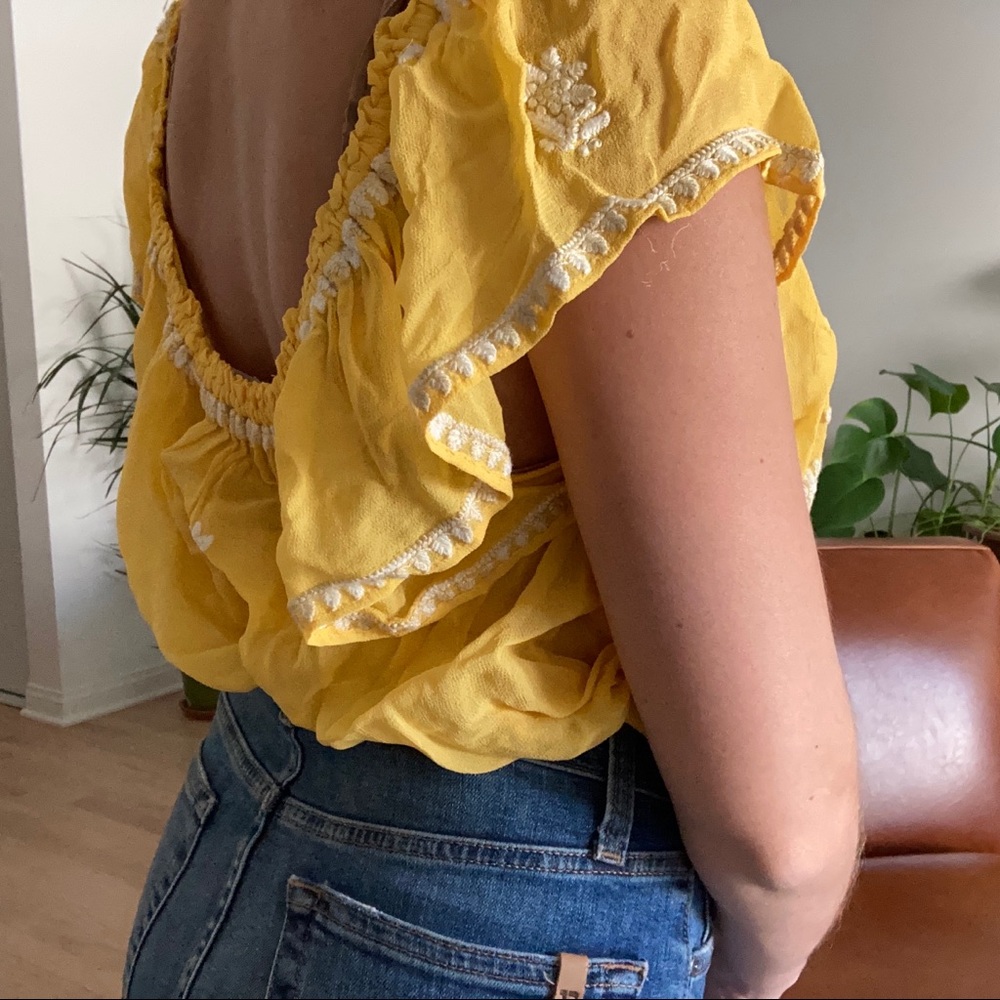 FREE PEOPLE Yellow Spanish Blouse